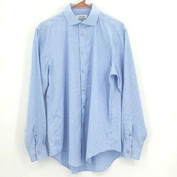 Calvin Klein Slim Fit Performance Non-Iron Men Shirt Size 15.5, 32/33 Button Up - Picture 1 of 8